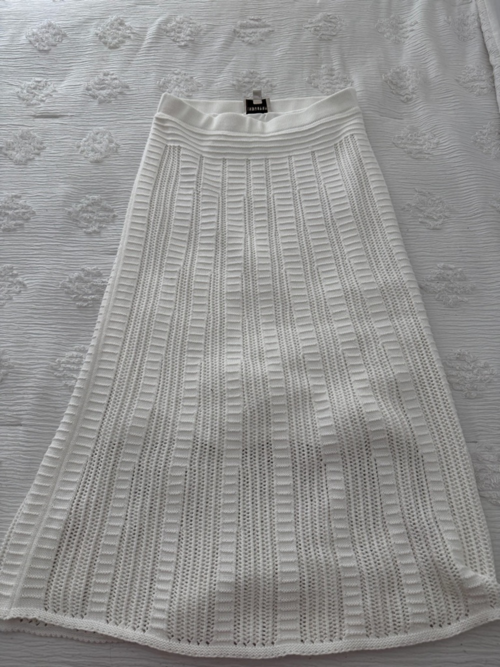 Rafaella White Knit Maxi Skirt - Textured A-Line